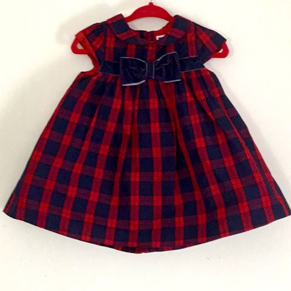 Janie & Jack Red/Navy Checkered Dress. Holiday, Easter, Special Occasion Dress.